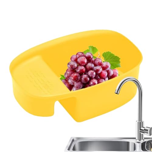 Spüle Lebensmittelauffangkorb – Satteltyp Spüle Lebensmittelfänger Obst Abflussgestell – über der Spüle Ablaufkorb, multifunktionales Küchenzubehör zum Filtern von Haushaltsabfällen und Spüle Lebensmittelauffangkorb – Satteltyp Spüle Lebensmittelfänger Obst Abflussgestell – über der Spüle Ablaufkorb, multifunktionales Küchenzubehör zum Filtern von Haushaltsabfällen und von Anulely