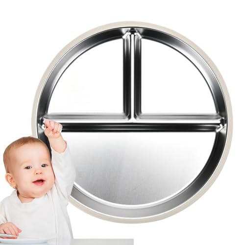 Unterteilte Teller aus Edelstahl für Kinder – Edelstahlgeschirr, spülmaschinenfest, Metall-Lebensmitteltablett, antihaftbeschichtete Metallgeschirr, Portionskontrollplatte für Zuhause, Schule Unterteilte Teller aus Edelstahl für Kinder – Edelstahlgeschirr, spülmaschinenfest, Metall-Lebensmitteltablett, antihaftbeschichtete Metallgeschirr, Portionskontrollplatte für Zuhause, Schule von Anulely