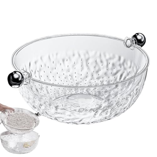 -Wäschekorb | Obst Waschsieb Doppellagiger Korb – Große Kapazität Kochen Vorbereitung Sieb für Kirsche, Traube, Karotten von Anulely