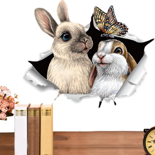 Wandsticker | Durchbrechen Wand Katze Häschen Aufkleber - Kleber, Cartoon Tier Poster, Wanddekoration für Toilette, Küche, Kühlschrank, Wohnzimmer Wandsticker | Durchbrechen Wand Katze Häschen Aufkleber - Kleber, Cartoon Tier Poster, Wanddekoration für Toilette, Küche, Kühlschrank, Wohnzimmer von Anulely