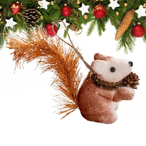 Weihnachts-Eichhörnchen-Ornament, Eichhörnchen-Weihnachtsbaumschmuck, simuliertes Eichhörnchen-Ornament | Fenster, Urlaub, Haustier-Tiergeschenke von Anulely