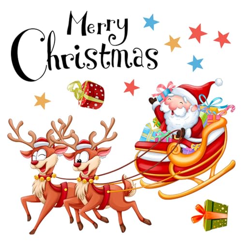 Weihnachts-Toilettensitz-Aufkleber, Fensteraufkleber, Weihnachtsmann-Elch, Wandkunst, Wandkunst, WC-Aufkleber, helle PVC-Klebeaufkleber für Schlafzimmer, Kühlschrank, Badezimmer von Anulely