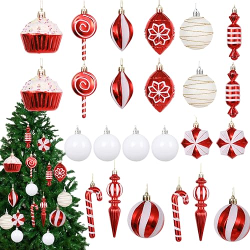 Weihnachtsbaumkugel-Ornament-Set, Zuckerstangenkugeln, Ornamente, bruchsicher, ästhetisch, lebendig, für Innen- und Außenbereich, Baumdekoration, Urlaub Weihnachtsbaumkugel-Ornament-Set, Zuckerstangenkugeln, Ornamente, bruchsicher, ästhetisch, lebendig, für Innen- und Außenbereich, Baumdekoration, Urlaub von Anulely