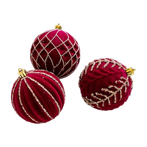 Weihnachtskugeln Ornamente - Funkelnde Christbaumschmuckkugeln | Beflockte Weihnachtskugeln Weihnachten Samt Baum Birnen für Weihnachtsbäume Weihnachtskugeln Ornamente - Funkelnde Christbaumschmuckkugeln | Beflockte Weihnachtskugeln Weihnachten Samt Baum Birnen für Weihnachtsbäume von Anulely