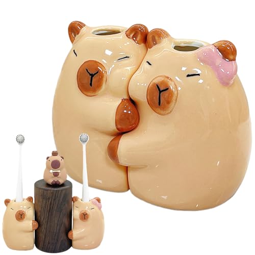 Zahnbürstenhalter, Cartoon-Capybara-Bleistiftständer, kreativer Anti-Rutsch-Zahnbürstenhalter für Toilette, Schlafzimmer, Arbeitsplatz, Waschtisch, Badezimmer von Anulely