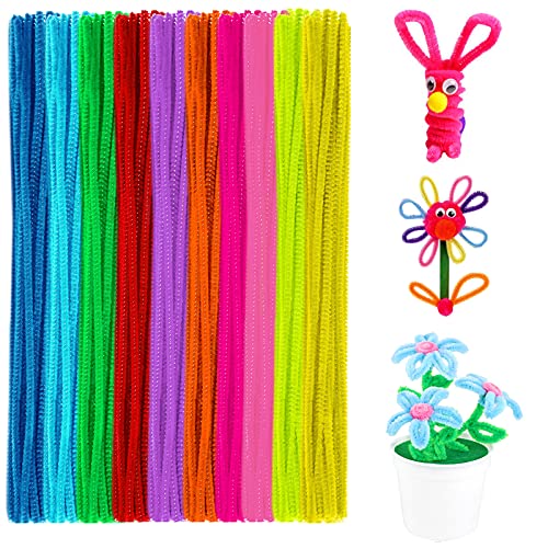 Anvin Pfeifenreiniger 100 Stück 10 Farben Chenille Stiele für Heimwerkerdekoratione Kreative Schulprojekte (6 mm x 30 cm) von Anvin