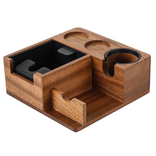 Anvuda Tamperstation 51/53/58mm,Tamping-Station aus Massivholz,Siebträger Halter mit ABS Knock Box,Wood Coffee Station Kaffee Zubehör Organizer,Espresso Tampingstation Holz,Profi Barista Zubehör Set von Anvuda