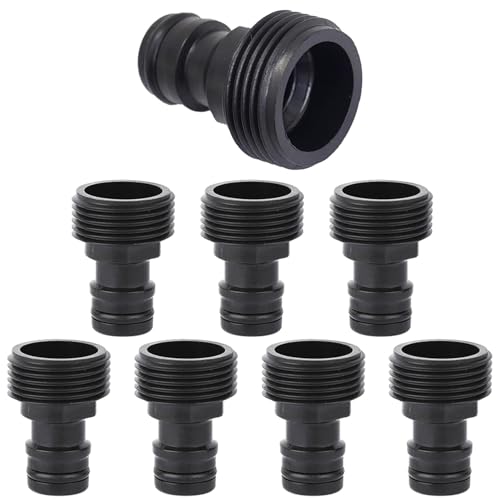 8 Stück Hahnverbinder, 3/4 Zoll Außengewinde Schnellkupplung Nippel, Gartenschlauch Wasserhahn Nippel Adapter Bewässerungswerkzeug, Leckagefreie Schlauchanschluss(Schwarz) von Anwangda