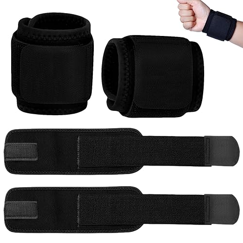 Anwangda 4 Stück Handgelenk Bandagen, Atmungsaktivem Wrist Wrap Handgelenkbandage, Handgelenkstütze Fitness Bandage mit elastischem Klettverschluss für Sport,Gymnastik,Krafttraining(Schwarz) von Anwangda