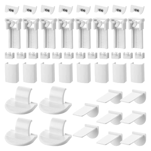 Plissee Ersatzteile Set, Ohne Bohren Plissee Halterung Verstellbar Klemmträger Plissee Klemmfix Halterung für Fenster Plissees mit Vier Zugbändern(GRÖSSE:8 Kit 48 Stück) von Anwangda