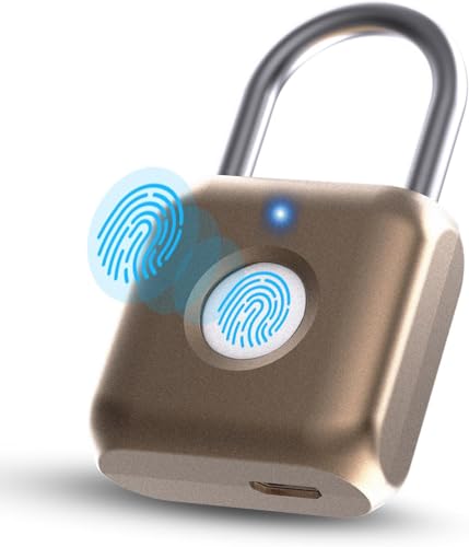 Anweller Fingerabdruck Schloss, Smart Schloss, Vorhängeschloss Fingerabdruck, Schloss mit Fingerabdruck Klein für Gym, Büro, Schrank u.v.m Gold Anweller Fingerabdruck Schloss, Smart Schloss, Vorhängeschloss Fingerabdruck, Schloss mit Fingerabdruck Klein für Gym, Büro, Schrank u.v.m Gold von Anweller