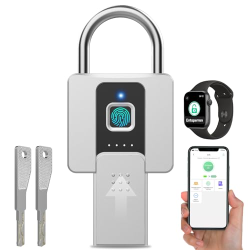 Anweller Vorhängeschloss Fingerabdruck, Vorhängeschloss Schloss mit Schlüssel, Vorhängeschloss Wetterfest, Fingerabdruck und Bluetooth entsperren, für Tür, Garage, Schule Anweller Vorhängeschloss Fingerabdruck, Vorhängeschloss Schloss mit Schlüssel, Vorhängeschloss Wetterfest, Fingerabdruck und Bluetooth entsperren, für Tür, Garage, Schule von Anweller