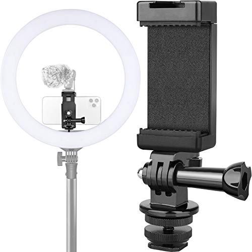 Anwenk Handy-Halterung Blitzschuh-Adapter mit Blitzschuh-Halterung für Mikrofon/Blitzlicht, kompatibel mit GoPro Hero DJI Osmo Action Kamera Smartphone, Befestigung an DSLR-Kamera/Ringlicht/Stativ von Anwenk