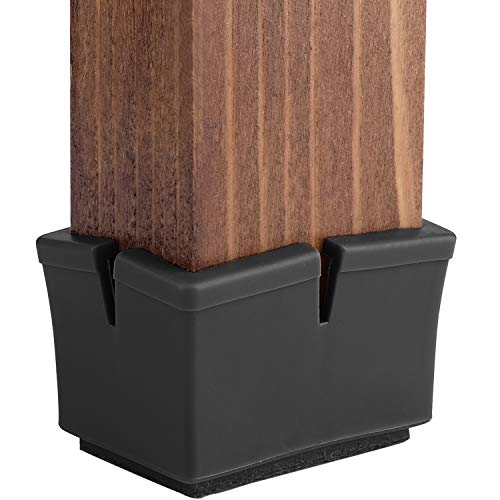 Stuhlbein-Bodenschoner, rechteckig, Länge 4,8 cm bis 3,8 cm und Breite 2,5 cm bis 4,5 cm, große Stuhlbeinkappen, Silikon, Tisch- und Stuhlfüße, Schwarz (16) Packung von Anwenk
