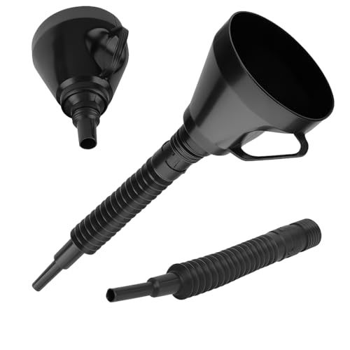 Anwicar Trichter aus Plastik mit Griff Ø13cm - Trichter mit Sieb fur Auto Benzin und öltrichter - Wasser, Öle und andere Flüssigkeiten - Schwarz - 1 Stück - mit einer Spitze von Anwicar