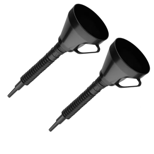 Anwicar Trichter aus Plastik mit Griff Ø13cm - Trichter mit Sieb fur Auto Benzin und öltrichter - Wasser, Öle und andere Flüssigkeiten - Schwarz - 2 Stück - mit einer Spitze von Anwicar