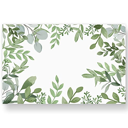 AnyDesign 50 Stück grüne Papier-Tischsets Platzdeckchen Aquarell grüne Blätter Einweg-Tischsets 11 x 17 Frühling Sommer dekorative Papiertischsets für Esstisch Einstellung Hochzeit Party Zubehör von AnyDesign