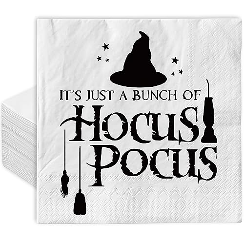 AnyDesign 80 Stück Hocus Pocus Papierservietten Halloween Hexe Thema Einweg-Servietten Gruselig Dekorative Dessert Dinner Handservietten für Halloween Party Supplies, 16,5 x 16,5 cm von AnyDesign