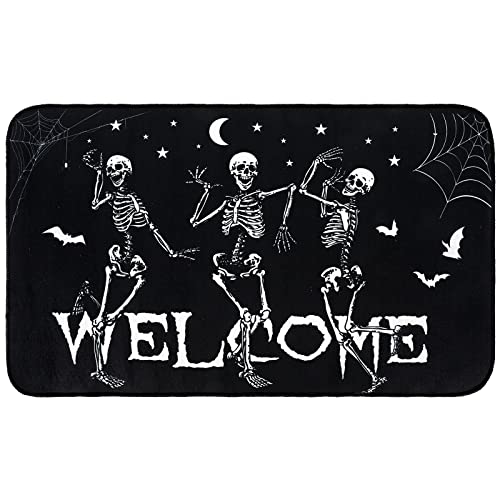 AnyDesign Halloween Tanzende Skelette Fußmatte Leicht Rutschfest Willkommen Eingang Matte Gruselige Halloween Haustür Teppich Bodenmatte für Indoor Outdoor Küche Schlafzimmer Wohnzimmer Dekor, 17 x 29 von AnyDesign