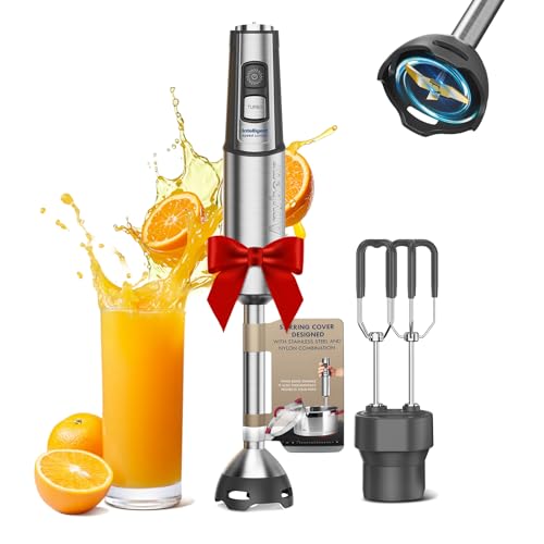 Anybear Immersion Blender, 1100W 2-in-1 Hand Held Blender with Full Copper Motor & Stainless Steel Body, 15 Speed & Turbo Mode Hand Mixer, Blade with Anti-scratch Coating (Gray) von Anybear