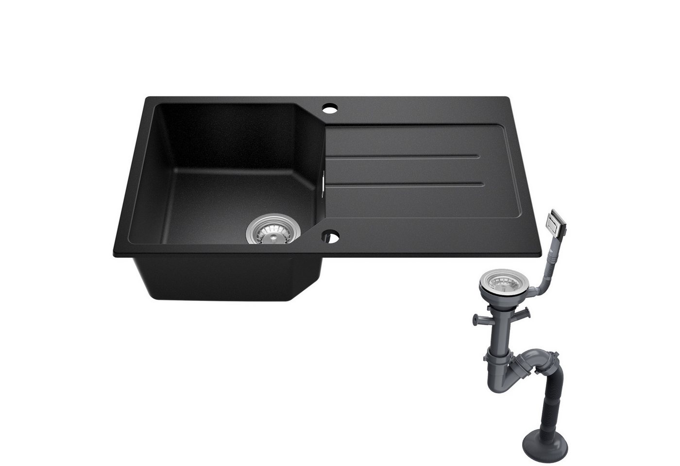 Anycee max Granitspüle 78x45 cm Küchenspüle Schwarz mit Abtropffläche Spülbecken Einbauspüle, für ab 45er Unterschrank Küchenwaschbecken Anycee max Granitspüle 78x45 cm Küchenspüle Schwarz mit Abtropffläche Spülbecken Einbauspüle, für ab 45er Unterschrank Küchenwaschbecken von Anycee max