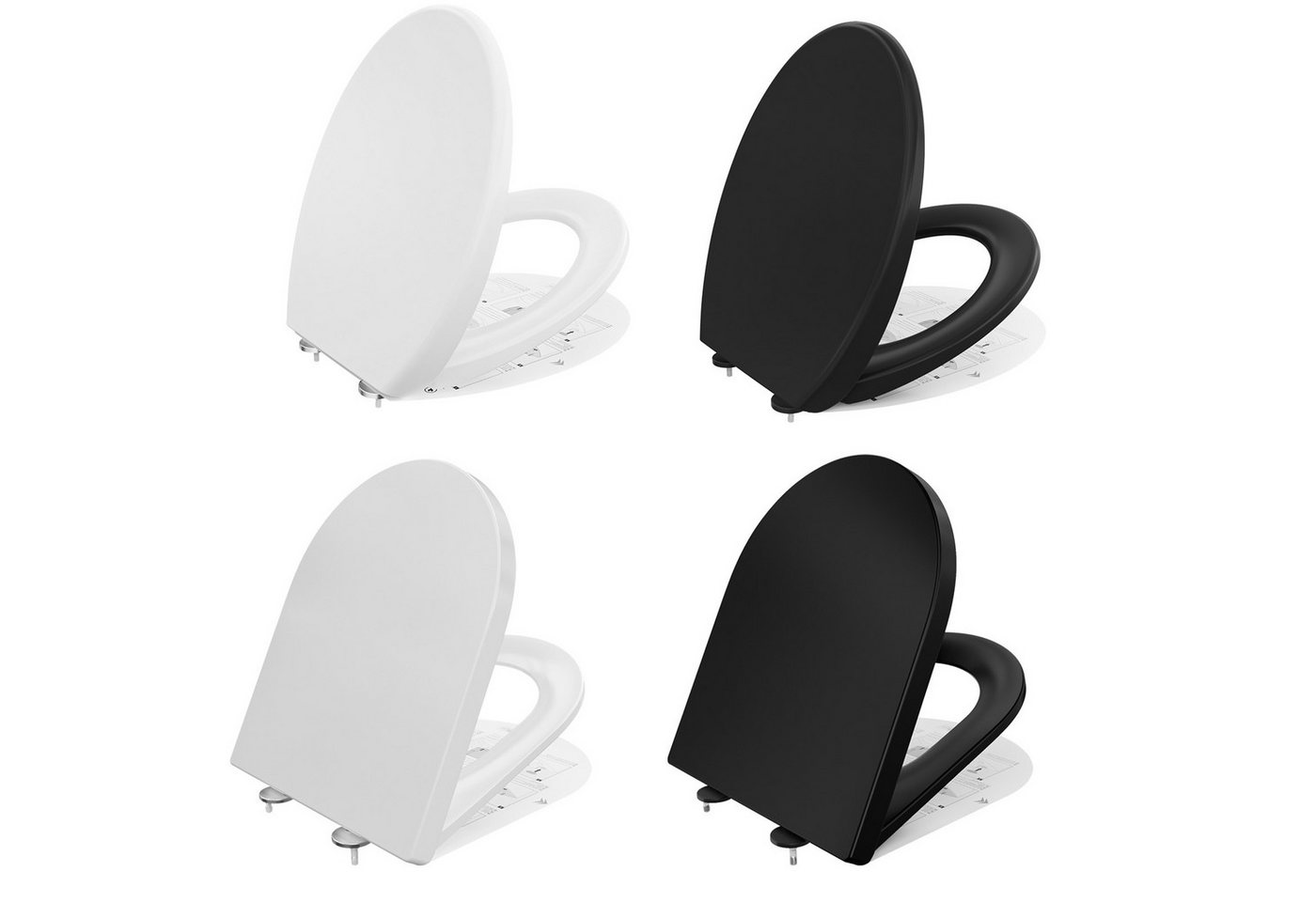 Anycee max WC-Sitz Toilettendeckel Absenkautomatik WC Sitz Klobrille aus Duroplast (O-Form, D-Form), mit Quick Release Funktion Klodeckel Klobrille, 2 Farben von Anycee max