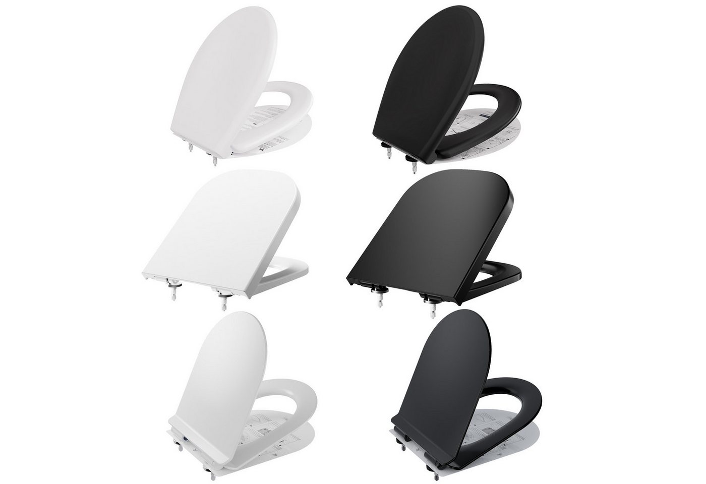 Anycee max WC-Sitz Universal Duroplast Toilettendeckel mit Absenkautomatik Toilettensitz (O-Form, Eckig-Form/ D-Form), Quick Release Funktion Antibakteriell Klodeckel von Anycee max