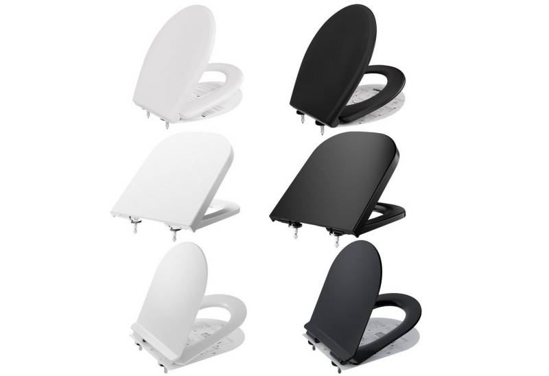 Anycee max WC-Sitz Universal Duroplast Toilettendeckel mit Absenkautomatik Toilettensitz (O-Form, Eckig-Form/ D-Form), Quick Release Funktion Antibakteriell Klodeckel von Anycee max