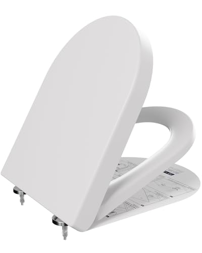 ANYCEE Toilettendeckel mit Absenkautomatik 46x36.5 CM, WC Sitz aus Duroplast, Klodeckel mit Antibakterielle, Toilettensitz D-Form, WC Deckel mit Quick-Release,Toilettenbrille universal, Klobrille Weiß ANYCEE Toilettendeckel mit Absenkautomatik 46x36.5 CM, WC Sitz aus Duroplast, Klodeckel mit Antibakterielle, Toilettensitz D-Form, WC Deckel mit Quick-Release,Toilettenbrille universal, Klobrille Weiß von Anycee