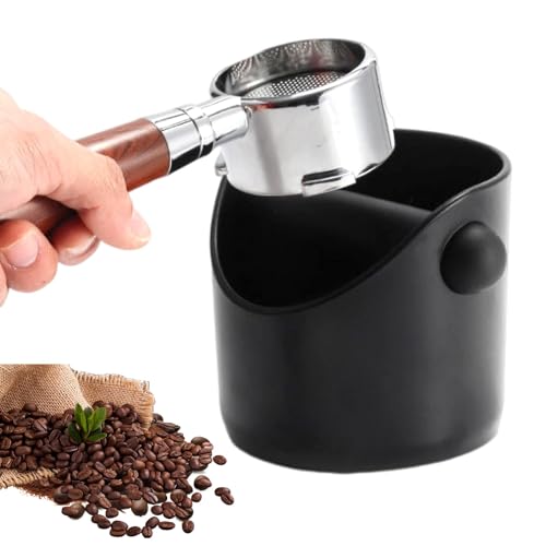Abklopfbehälter für Siebträger Espresso - Abschlagbox Knock Box Kaffeesatz Abschlagbehälter mit Abnehmbarer Geräuschabsorbierender für Kaffeemaschine Kaffee Zubehör (Schwarz, 10 x 11 x 10 cm) von Anyhot