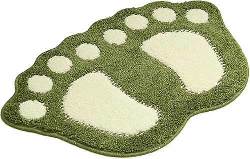 Badezimmer Teppich Tür Fußmatte Badematte - Niedliche Pfote Füsse Toilette Badewanne Dusche rutschfeste Matte Wasser Absorbierend Schnell Trocknend Waschbar Langlebig Teppich - 40cm x 60cm (Grün) von Anyhot