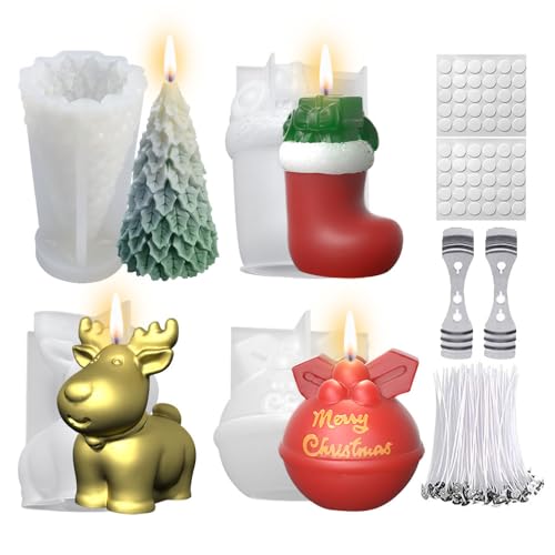 Kerzen Silikonformen Weihnachten Set,Silikonform Weihnachten Kerzen,Kerzenform Silikon Weihnachtsbaum,Silikonformen Gießformen Weihnachten 3D für DIY Duftkerze, Weihnachten Handwerk Ornamente von Anyingkai