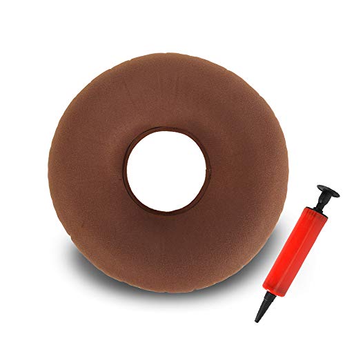 Anyingkai Aufblasbares Sitzkissen,Donut Sitzkissen Orthopädisch,Aufblasbares Sitzkissen Orthopädisch,Hämorrhoiden Sitzkissen,Sitzdonut,Stuhlkissen Rund,Orthopädisches Sitzkissen (Braun) von Anyingkai