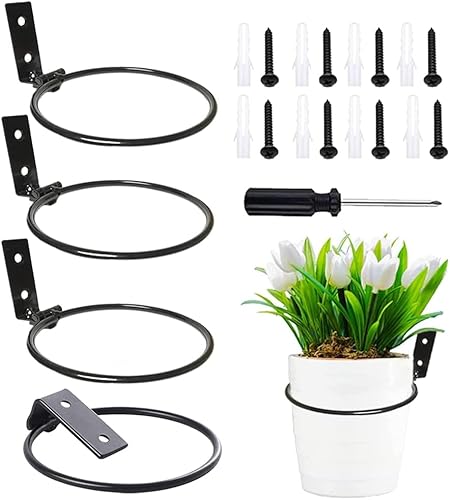 Anyingkai Blumentopf Wandhalterung,Faltbarer Blumentopfhalter Wand,Outdoor Blumentopfhalter Wand, Blumentopfhalter, Wand Pflanzer Rack Halterung,Wandhalterung Blumentopfhalter Ring (20.4cm) von Anyingkai