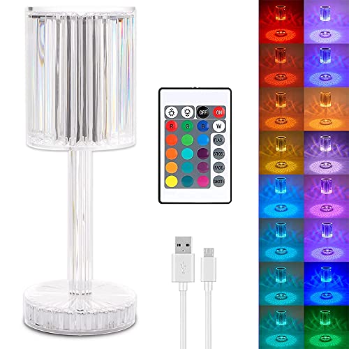 Anyingkai LED Tischlampe aus Kristall,Crystal Table Lamp Diamond,Kristall Lampe LED,Touching Control Rose Crystal Lampe[16 Farben & 4 Modi ] Crystal Diamond Lamp,LED Touch Lampe USB Aufladbar von Anyingkai