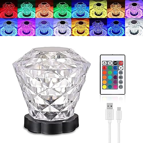 Anyingkai LED Tischlampe aus Kristall,Crystal Table Lamp Diamond,Kristall Lampe LED,Touching Control Rose Crystal Lampe[16 Farben & 4 Modi ] Crystal Diamond Lamp,LED Touch Lampe USB Aufladbar von Anyingkai