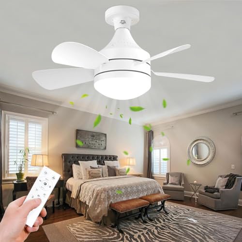 Anyingkai Deckenventilator mit Beleuchtung und Fernbedienung,Ventilator Lamp E27,Deckenventilatoren mit Beleuchtung Leise 35W,Deckenventilator Weiß Dimmbar,für Schlafzimmer, Wohnzimmer von Anyingkai