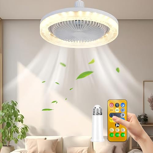 Deckenventilatoren mit Beleuchtung E27,Deckenleuchte mit Ventilator Leise,Lampe mit Ventilator 30W,Einstellbare Windrichtung 360°Timer Fernbedienung Aromatherapie-Tabletten 3 Geschwindigkeiten von Anyingkai