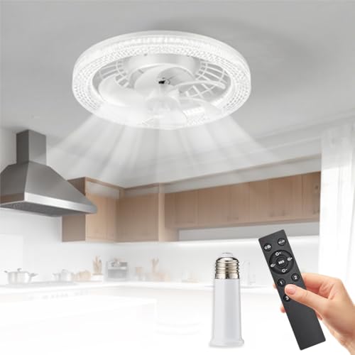 Deckenventilatoren mit Beleuchtung E27,Lampe mit Ventilator 45W,Deckenleuchte mit Ventilator Leise,Einstellbare Windrichtung 360°,Timer Fernbedienung 4 Geschwindigkeiten Anwendbar auf 20-30㎡ von Anyingkai