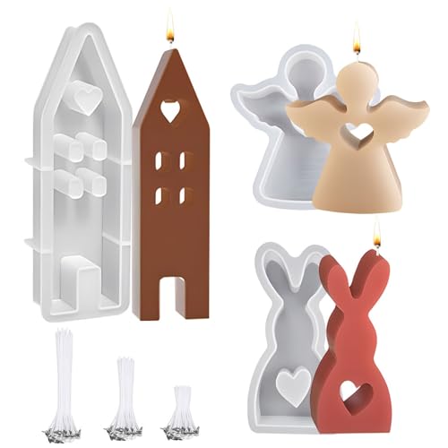 Kerzenform Silikon Ostern,Kaninchen Gießformen Silikon,Silikonform Haus Mit Fenster,Silikon GießForm Engel,Ostern Silikonform,Engel Silikonform für Kerzen,Silikonform Kerzen Gießen Ostern (B) von Anyingkai