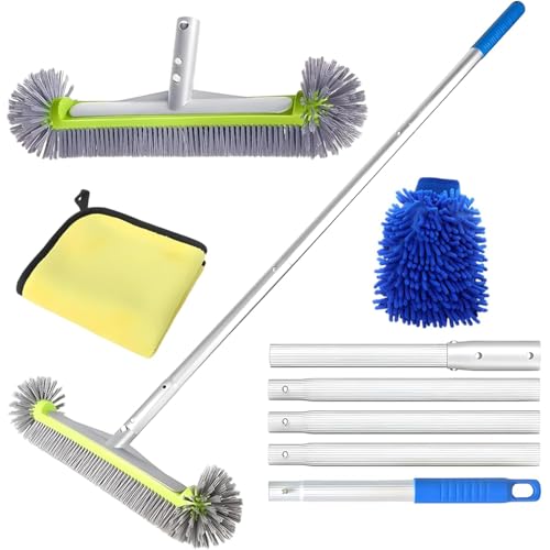 Poolbürste mit Teleskopstange 160cm, Pool Reinigungsset, 45cm Poolbürste,Poolbesen mit Längenverstellbarer Aluminiumstange und verstärkter Aluminium Rückseite, Poolbesen Set für Pool Reinigung von Anyingkai