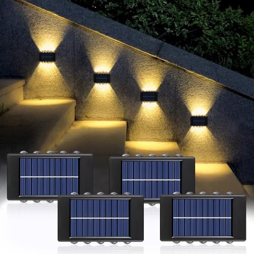 4 stück Solar Wandleuchte Aussen,Solar Außenwandleuchte,Led Wandleuchte Aussen Kabellos,Up Down Solarleuchten für Außen,IP65 Wasserdicht Solar Wandleuchten Dekorative für Hauswand Flur von Anyingkai