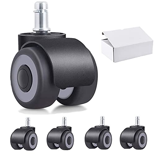 5er Set Bürostuhl Rollen, 2-Zoll-Doppelrollen, 11x22 mm Gummi Ersatz Rollen Vierfach-Kugellager-Design, Hartbodenrollen belastbar bis 700LBS, Geräuscharm, Kratzfest von ENYKE