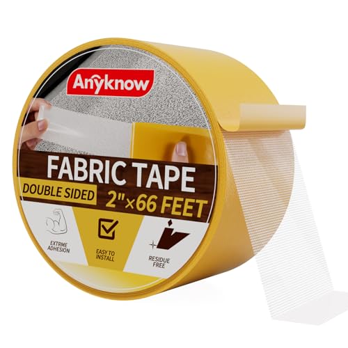 Anyknow Doppelseitiges Gewebeband, strapazierfähig, 5,1 cm x 1,8 m, doppelseitiges Klebeband für Kleidung, Teppich Anyknow Doppelseitiges Gewebeband, strapazierfähig, 5,1 cm x 1,8 m, doppelseitiges Klebeband für Kleidung, Teppich von Anyknow