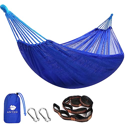 Anyoo Große Netz Hängematte 320x150cm, Atmungsaktives Cool-Mesh Hängematte mit Baumgurten für Outdoor Camping Garten Wandern Rucksacktouren von Anyoo