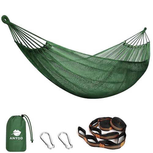 Anyoo Große Netz Hängematte 320x150cm, Atmungsaktives Cool-Mesh Hängematte mit Baumgurten für Outdoor Camping Garten Wandern Rucksacktouren von Anyoo