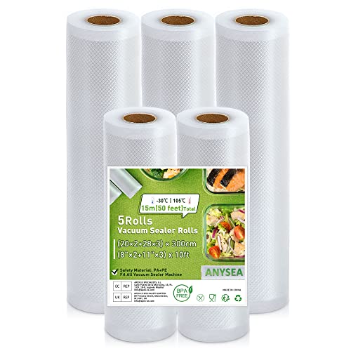 Anysea Vakumiererbeutel Vakuumierfolie Vakuumbeutel-Lebensmittel Vakumierfolienrollen Einschweissbeutel:Vakuumrollen Folienrollen für Vakuumierer BPA Frei Sous Vide Beutel 5 Rollen 20x2/28x3/x300cm Anysea Vakumiererbeutel Vakuumierfolie Vakuumbeutel-Lebensmittel Vakumierfolienrollen Einschweissbeutel:Vakuumrollen Folienrollen für Vakuumierer BPA Frei Sous Vide Beutel 5 Rollen 20x2/28x3/x300cm von Anysea