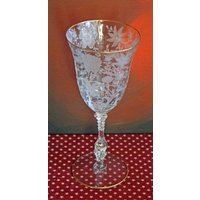 Antiker Etui Aus Muranoglas/Kristallglas Wasserglas. Geätztes Glas Mit Wildem Blumenmuster Und Goldenem Rand von AnythingDiscovered