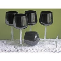 Fostoria Precedence Black Crystal Becher Mit Klaren Stielen, 6108. Set 5 Gläsern von AnythingDiscovered