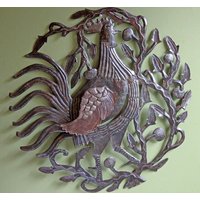 Große Country Decor Hahn Wandkunst. Extra Großer Handausschnitt Und Gehämmertem Metallblech-Hahn. Folklore Kunst von AnythingDiscovered
